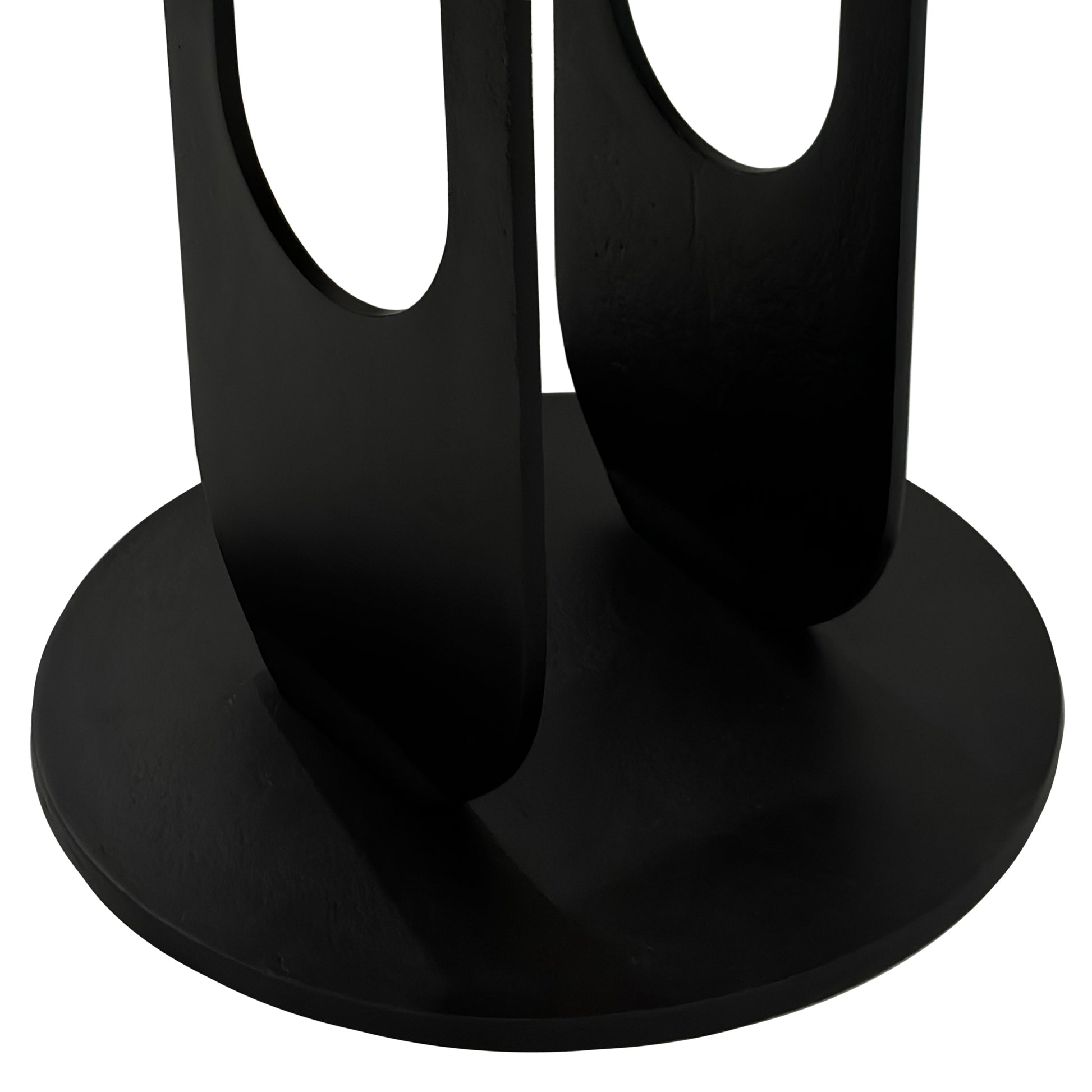 22 Inch Side End Table, Round Natural Mango Wood Top, Black Iron U Shaped Legs Black Brown Metal & Wood