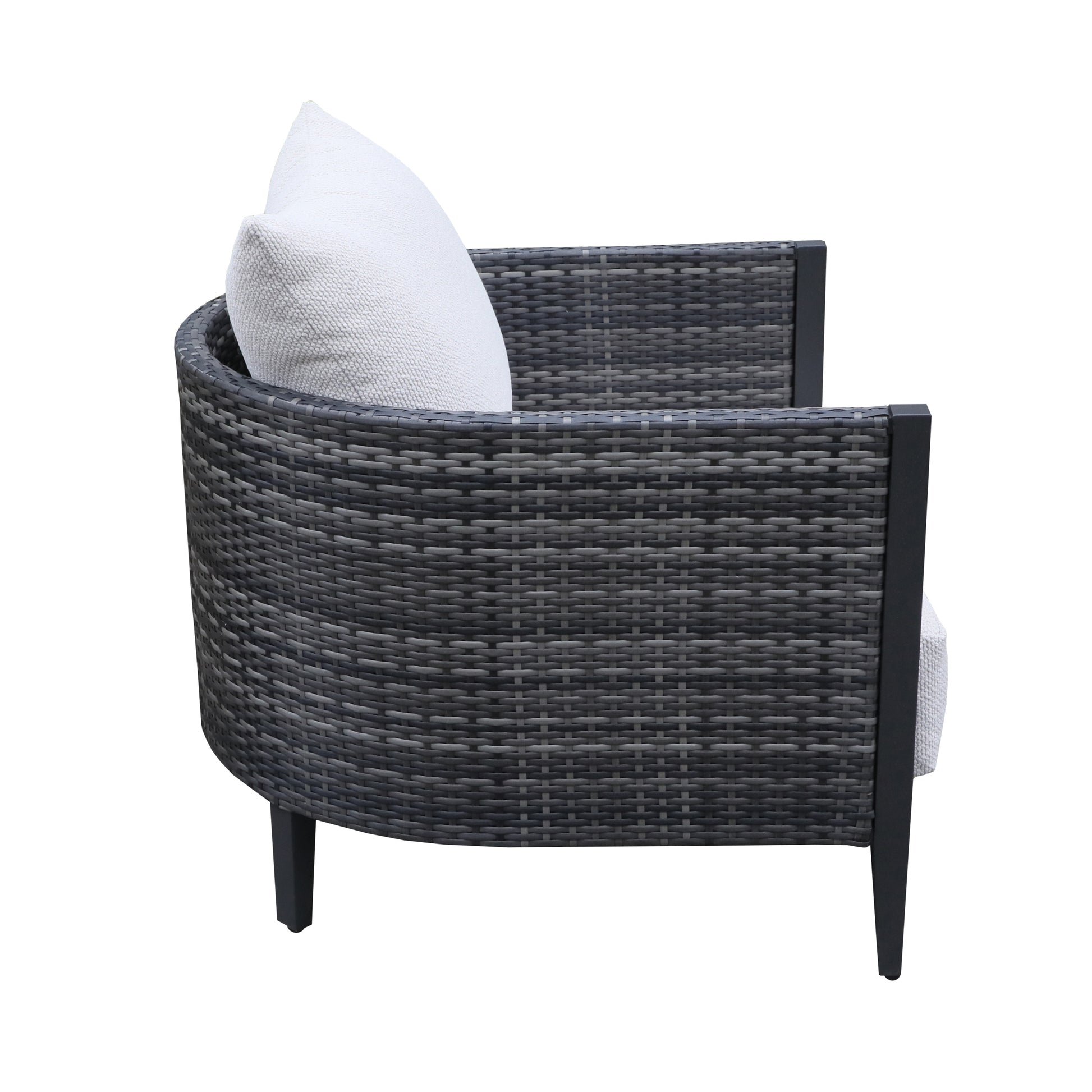 Premium Outdoor Wicker Club Chair With Cushion, Set Of 2, Gabardine Grey Aluminium