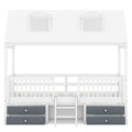 Twin Size Wood Bed House Bed Frame,White Box Spring Not Required Twin White Wood Pine Bed Frame Wood