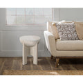 Tomas 20 Inch Side End Table, Mango Wood Drum Top, Classic Washed White White Solid Wood
