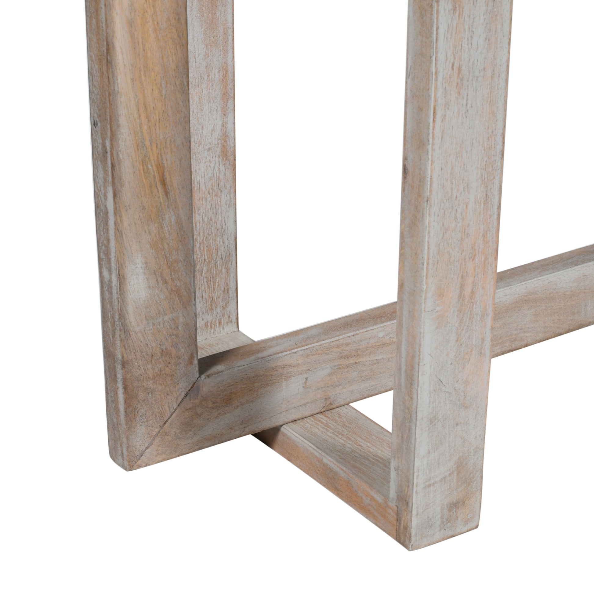 59 Inch Artisan Sideboard Console Table With Geometric Interlocked Base, Distressed Matte Gray Gray Solid Wood