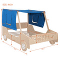 Full Size Car Shaped Bed With Tents,Natural Natural Plywood