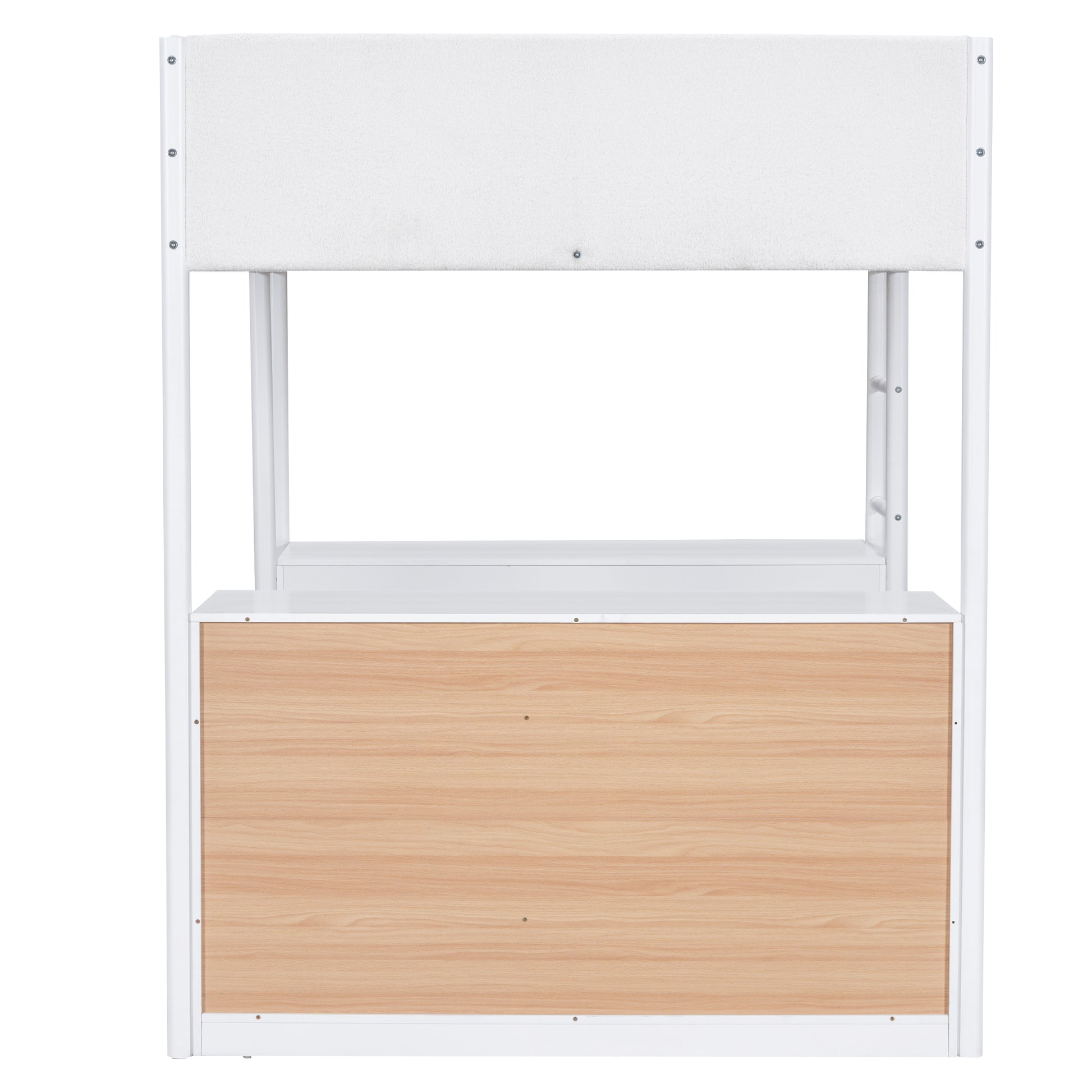 Full Size Teddy Fleeceloft Bed Wood Bed, White Full White Fleece