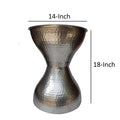 Industrial Style Hammered Texture Iron Stool With Hourglass Shaped Body, Silver Antique Silver Iron