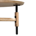34 Inch Round Coffee Table, Handcrafted Natural Brown Mango Wood With Black Iron Legs Black Brown Metal & Wood