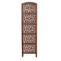 The Handmade Foldable 4 Panel Wooden Partition Screen Room Divider, Brown Dark Brown Solid Wood Mdf