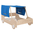 Full Size Car Shaped Bed With Tents,Natural Natural Plywood