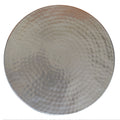 Industrial Style Hammered Texture Iron Stool With Hourglass Shaped Body, Silver Antique Silver Iron