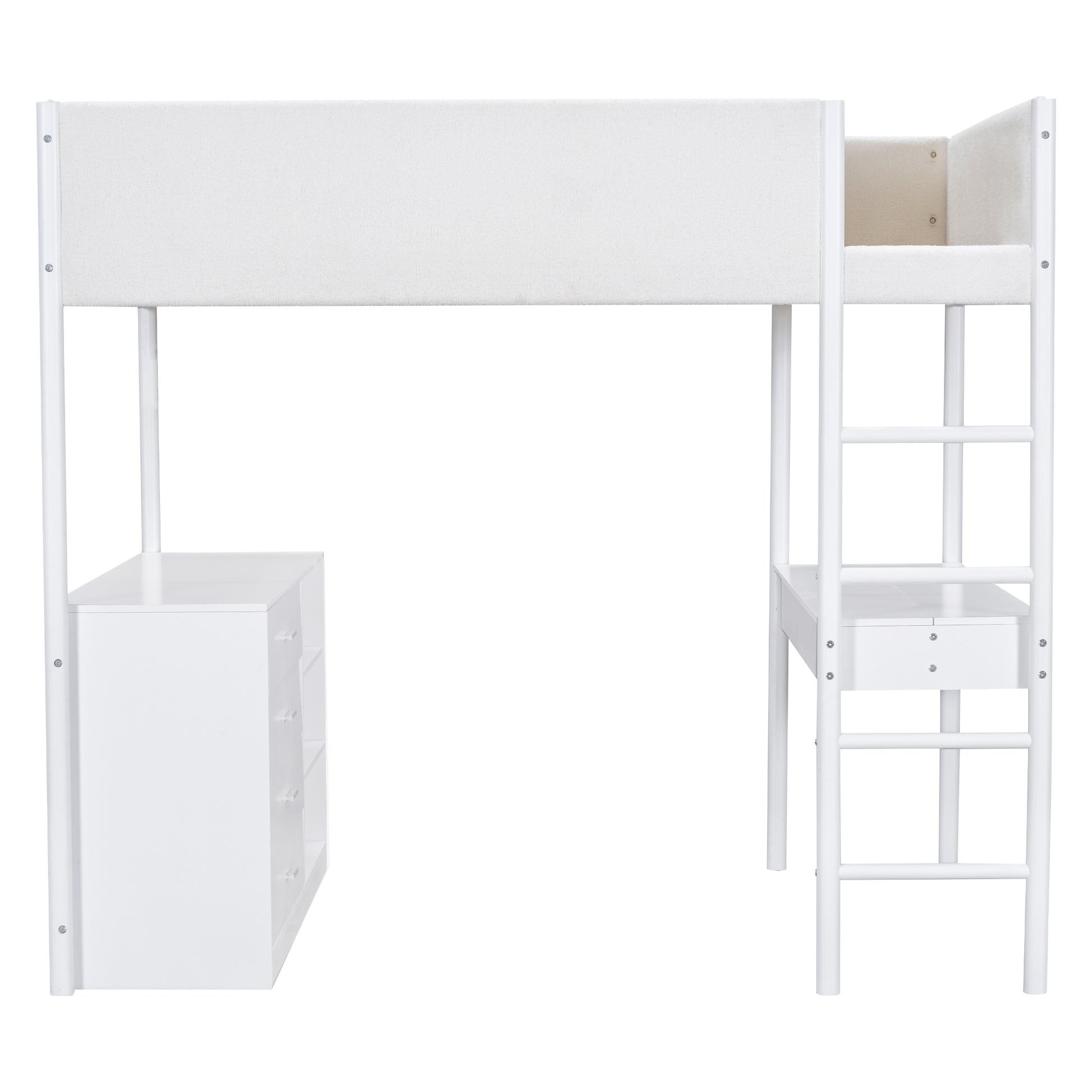 Full Size Teddy Fleeceloft Bed Wood Bed, White Full White Fleece