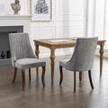 Rayon Cloth Flocking Linen Dining Chairs Channel Kitchen Dinner Chair Comfy Fabric Upholstered Accent Chair For Dining Room With Curved Solid Wood Legs,Set Of 2 Gray , Sw1847Gy Gray Light Brown Dining Room American Design,American Traditional Dining