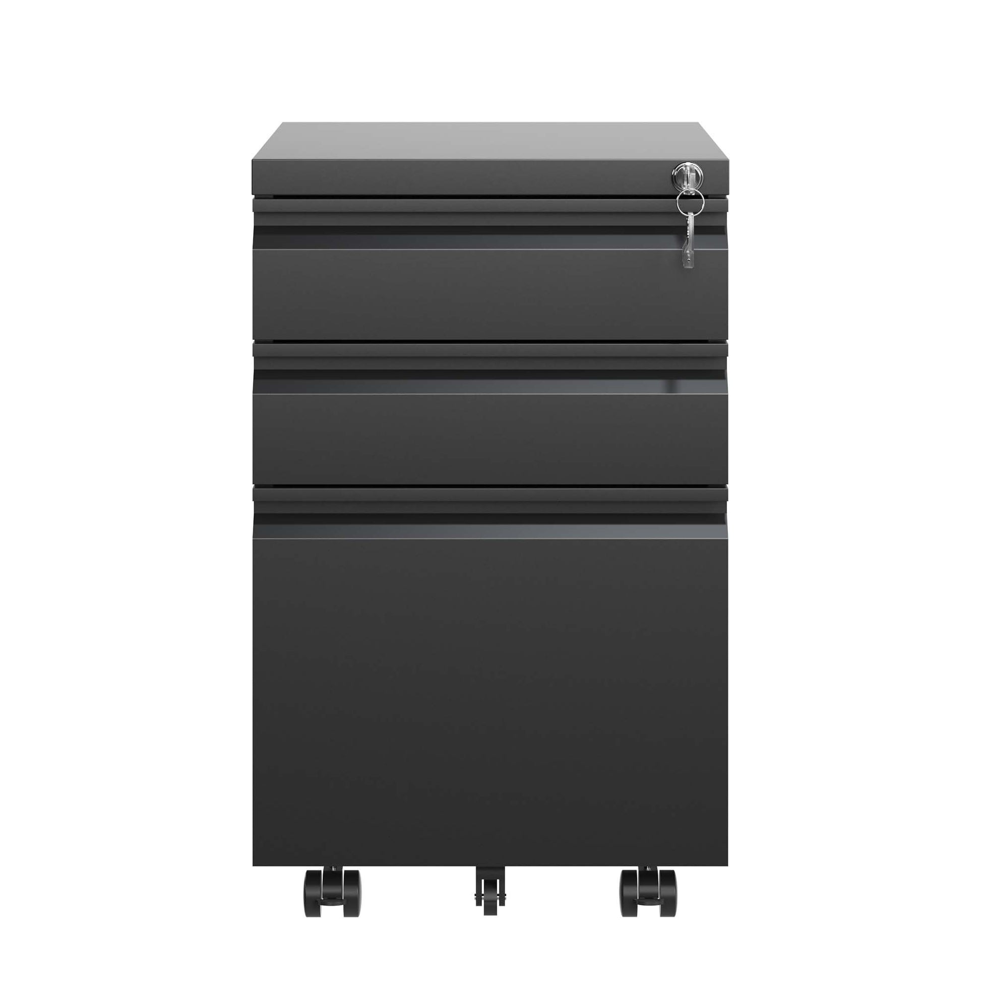 3 Drawer Mobile File Cabinet With Lock,Metal Filing Cabinets For Home Office Organizer Letters Legal A4,Fully Assembled,Black Filing Cabinets 3 4 Drawers Black Office Drawers Included Modern Metal Metal