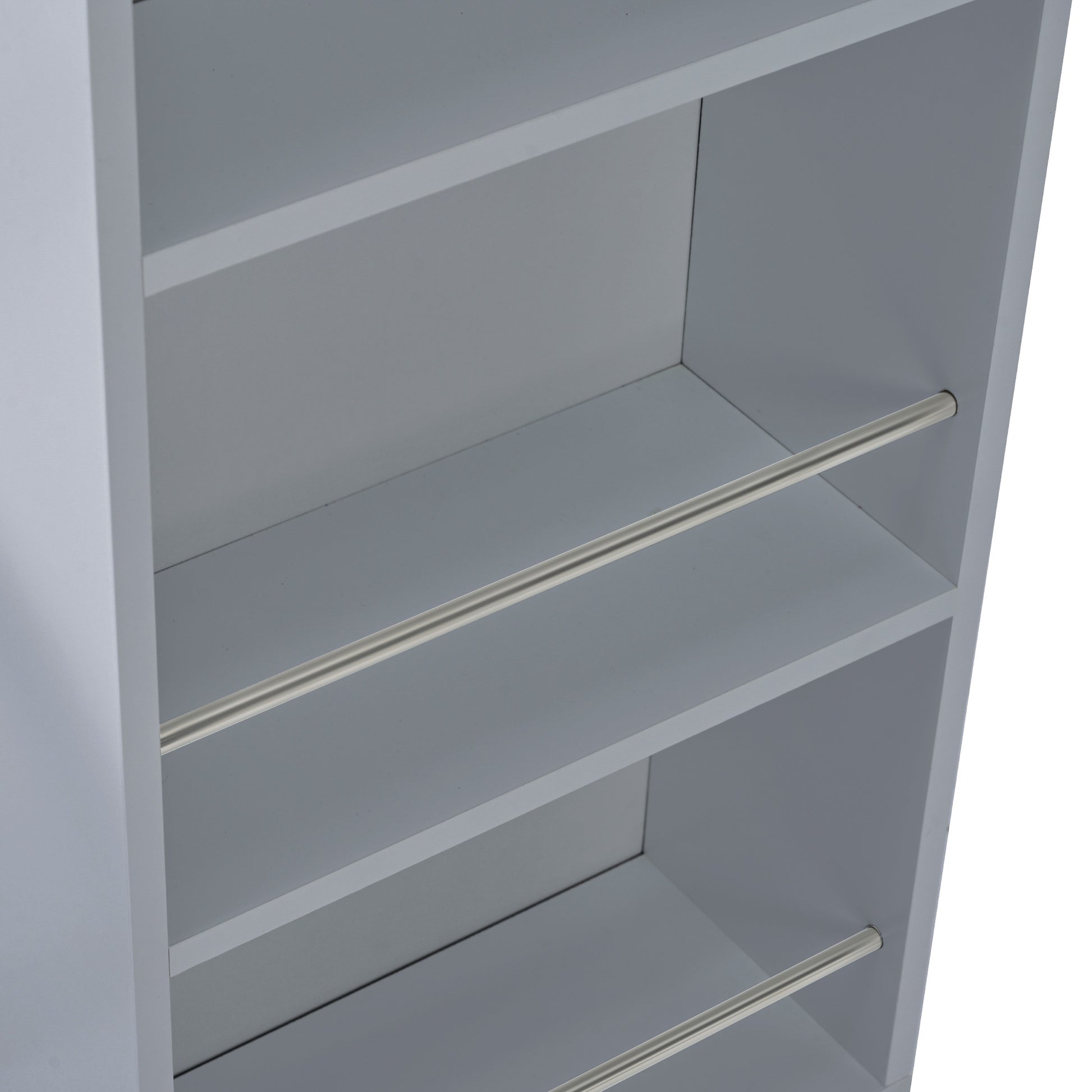 K&K Rolling Kitchen Island With Extended Table, Kitchen Island On Wheels With Led Lights,Power Outlets And 2 Fluted Glass Doors, Kitchen Island With A Storage Compartment And Side 3 Open Shelves, Grey Grey Blue Kitchen Classic,European,Modern Rectangular