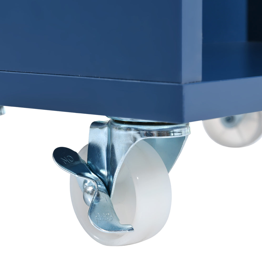 K&K Rolling Kitchen Island With Extended Table, Kitchen Island On Wheels With Led Lights,Power Outlets And 2 Fluted Glass Doors, Kitchen Island With A Storage Compartment And Side 3 Open Shelves, Navy Navy Blue Kitchen Classic,European,Modern Rectangular