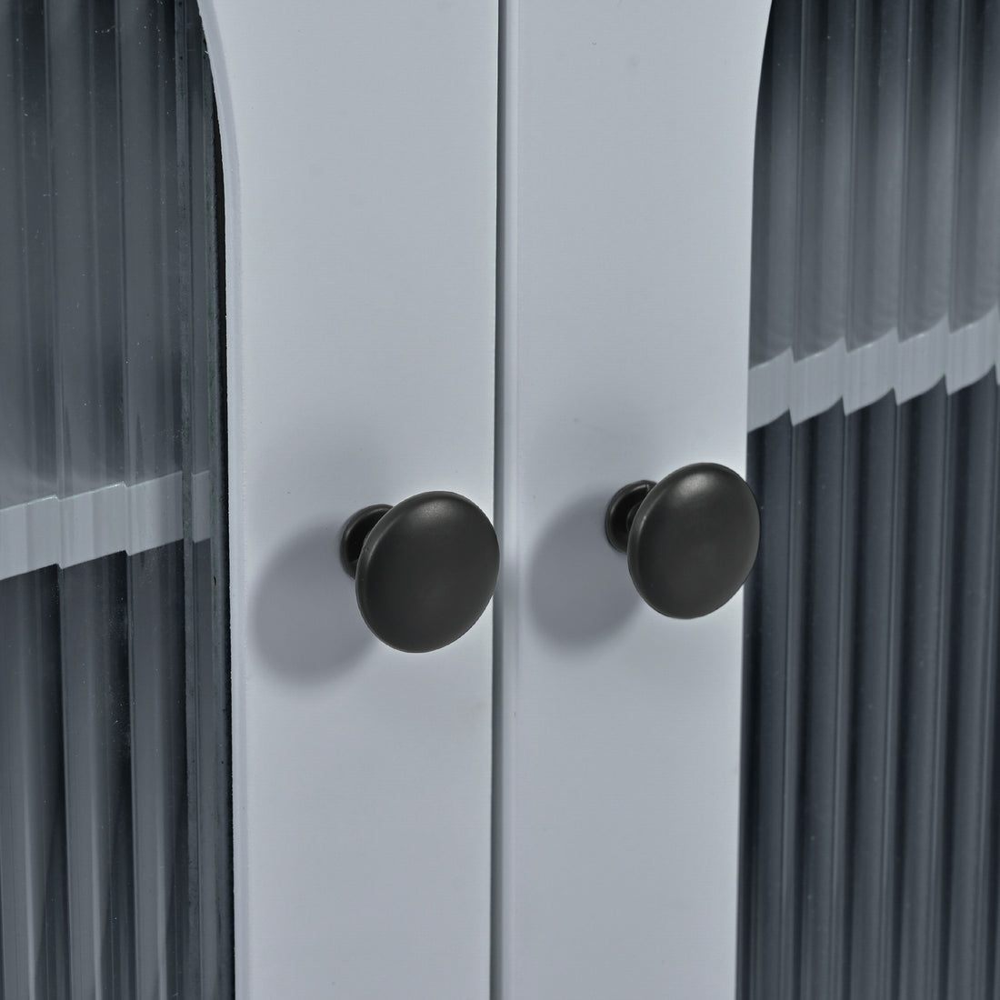 K&K Rolling Kitchen Island With Extended Table, Kitchen Island On Wheels With Led Lights,Power Outlets And 2 Fluted Glass Doors, Kitchen Island With A Storage Compartment And Side 3 Open Shelves, Grey Grey Blue Kitchen Classic,European,Modern Rectangular