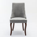 Rayon Cloth Flocking Linen Dining Chairs Channel Kitchen Dinner Chair Comfy Fabric Upholstered Accent Chair For Dining Room With Curved Solid Wood Legs,Set Of 2 Gray , Sw1847Gy Gray Light Brown Dining Room American Design,American Traditional Dining