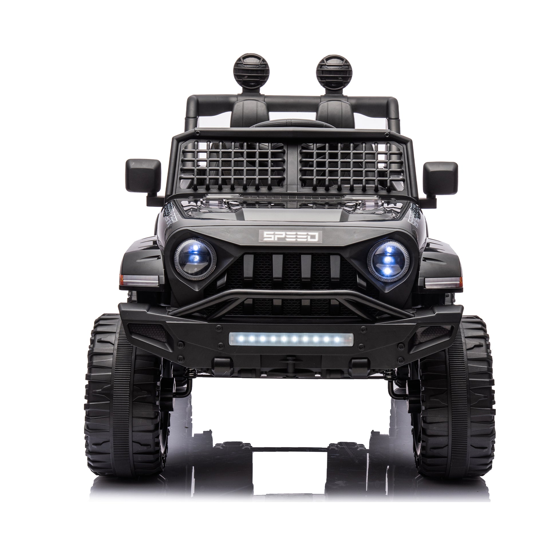 Ride On Truck Car For Kid,12V7A Kids Ride On Truck 2.4G W Parents Remote Control,Electric Car For Kids,Three Speed Adjustable,Power Display, Usb,Mp3 ,Bluetooth,Led Light,Three Point Safety Belt Black Plastic