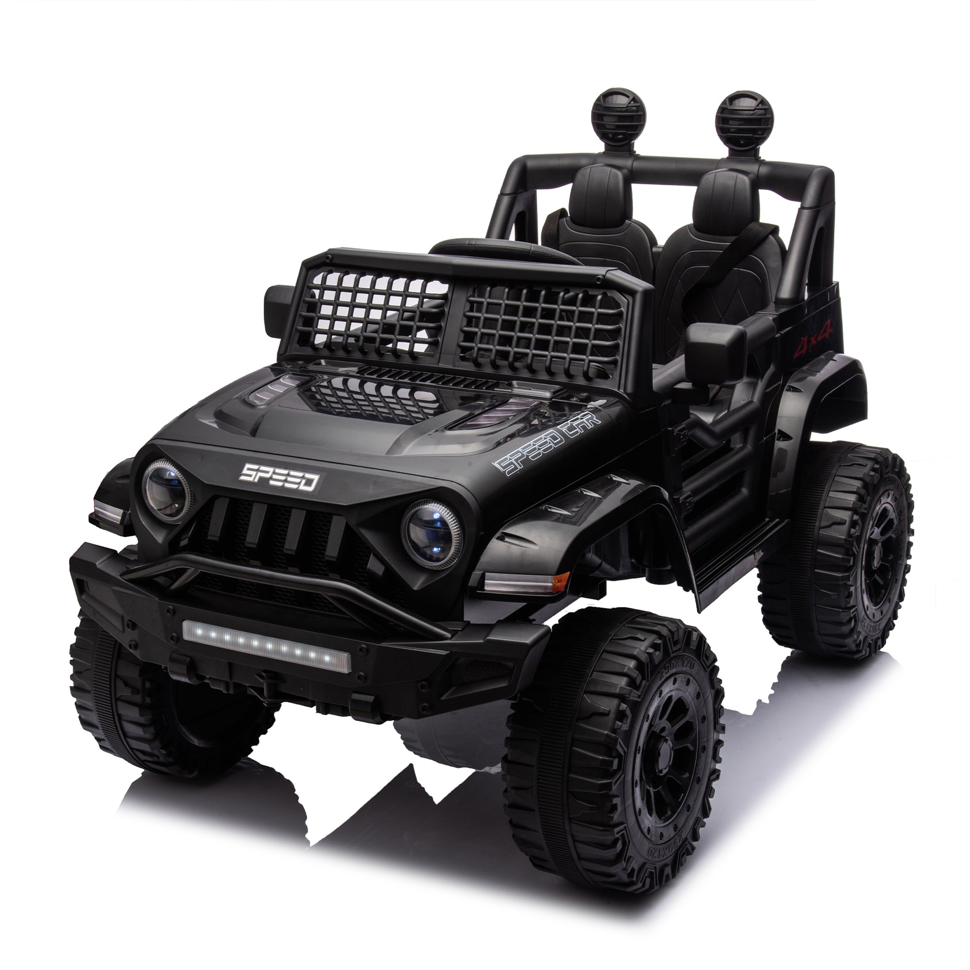 Ride On Truck Car For Kid,12V7A Kids Ride On Truck 2.4G W Parents Remote Control,Electric Car For Kids,Three Speed Adjustable,Power Display, Usb,Mp3 ,Bluetooth,Led Light,Three Point Safety Belt Black Plastic