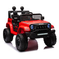 Ride On Truck Car For Kid,12V7A Kids Ride On Truck 2.4G W Parents Remote Control,Electric Car For Kids,Three Speed Adjustable,Power Display, Usb,Mp3 ,Bluetooth,Led Light,Three Point Safety Belt Red Plastic