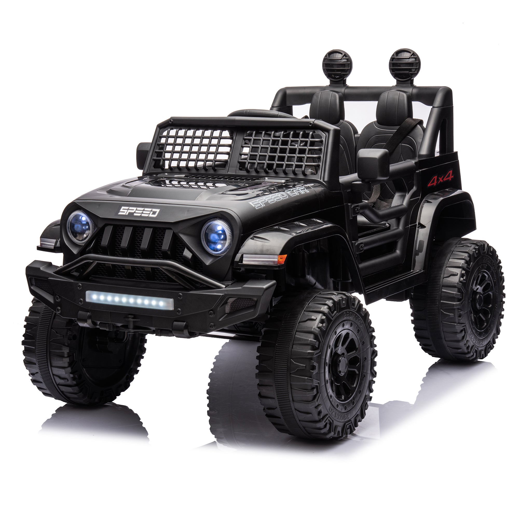 Ride On Truck Car For Kid,12V7A Kids Ride On Truck 2.4G W Parents Remote Control,Electric Car For Kids,Three Speed Adjustable,Power Display, Usb,Mp3 ,Bluetooth,Led Light,Three Point Safety Belt Black Plastic