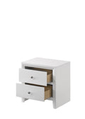 Contemporary Modern Look 2 Drawer Nightstand End Table White Finish Two Storage Drawers Round Knobs Bedroom Living Room Wooden Furniture White Wood