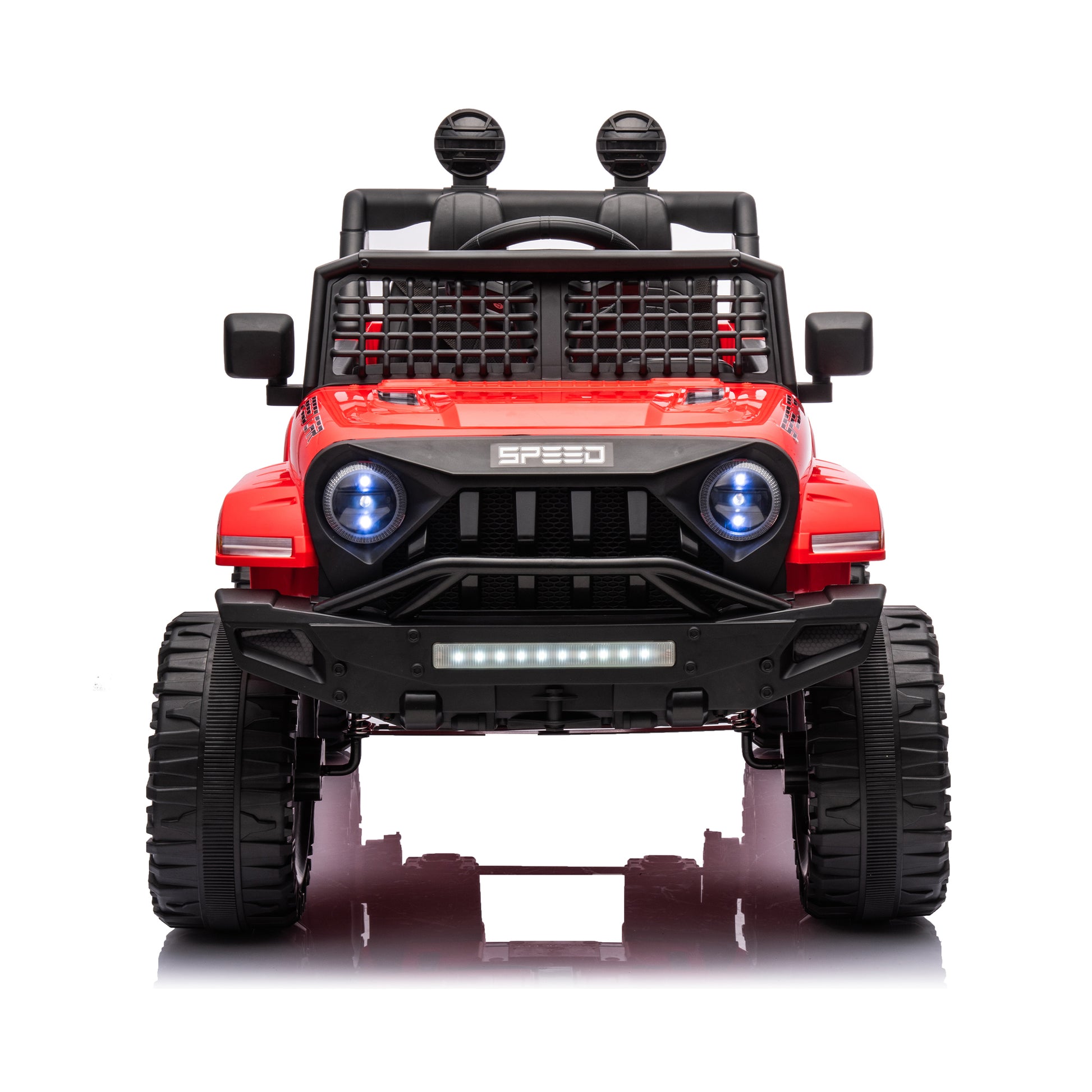 Ride On Truck Car For Kid,12V7A Kids Ride On Truck 2.4G W Parents Remote Control,Electric Car For Kids,Three Speed Adjustable,Power Display, Usb,Mp3 ,Bluetooth,Led Light,Three Point Safety Belt Red Plastic