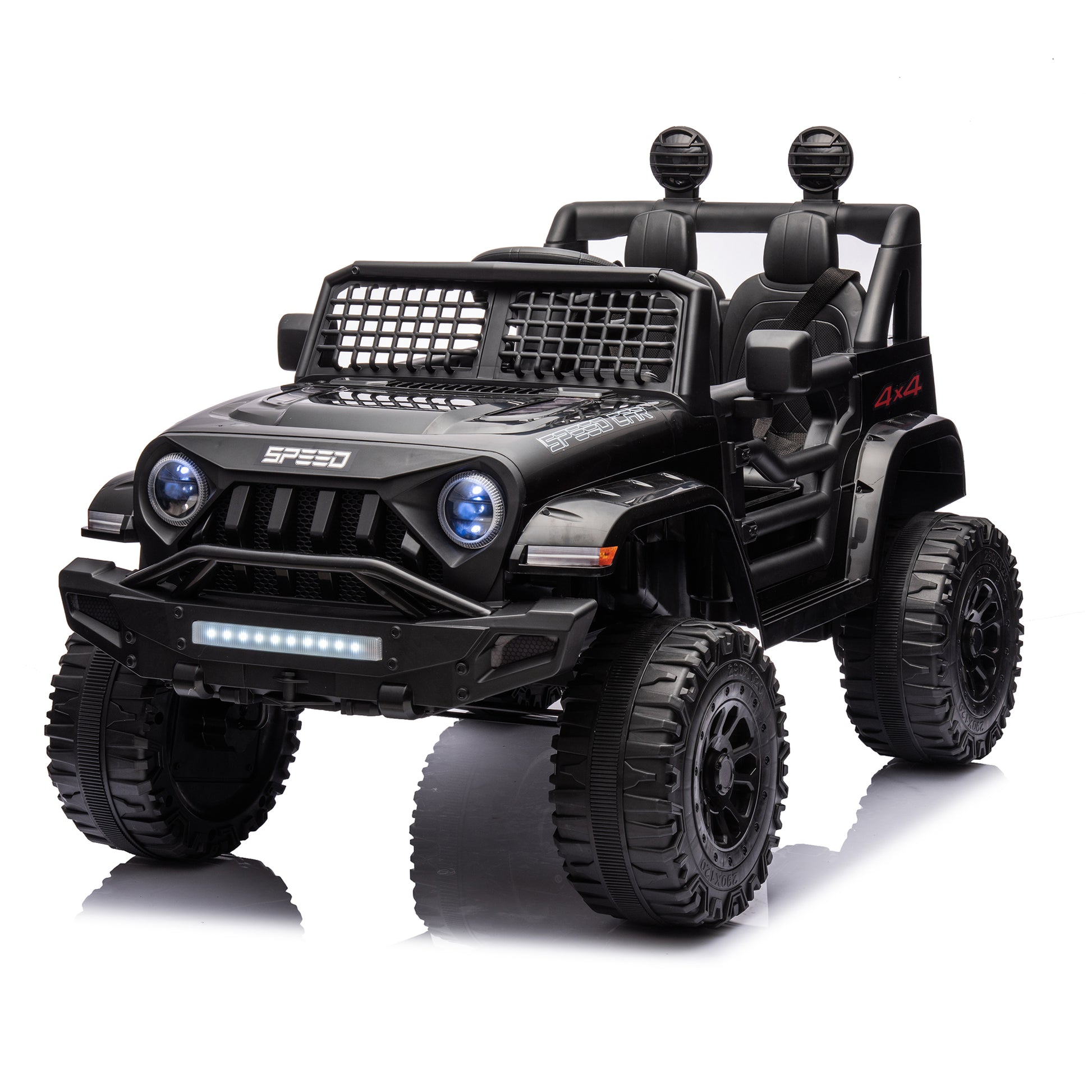 Ride On Truck Car For Kid,12V7A Kids Ride On Truck 2.4G W Parents Remote Control,Electric Car For Kids,Three Speed Adjustable,Power Display, Usb,Mp3 ,Bluetooth,Led Light,Three Point Safety Belt Black Plastic