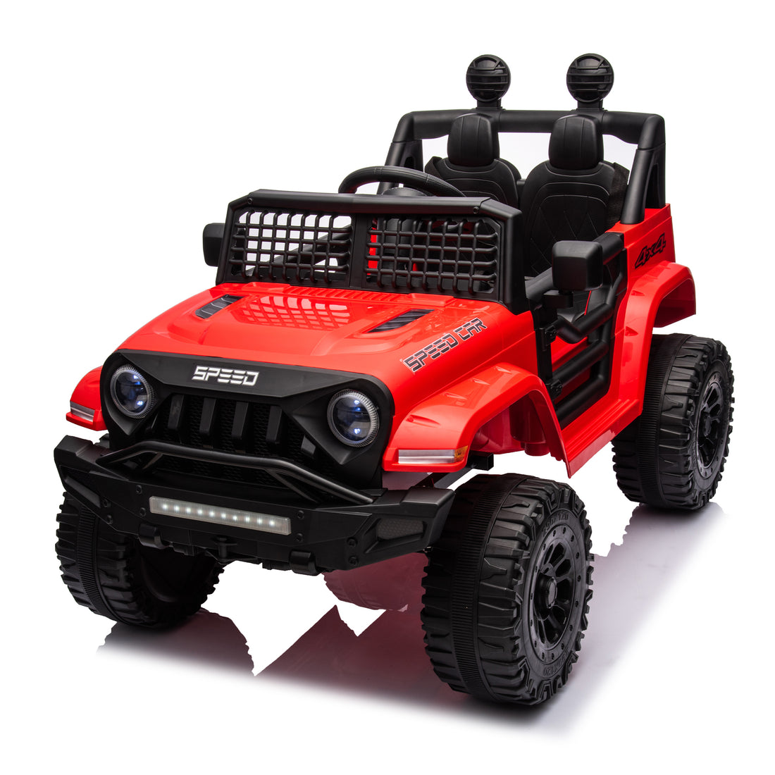 Ride On Truck Car For Kid,12V7A Kids Ride On Truck 2.4G W Parents Remote Control,Electric Car For Kids,Three Speed Adjustable,Power Display, Usb,Mp3 ,Bluetooth,Led Light,Three Point Safety Belt Red Plastic