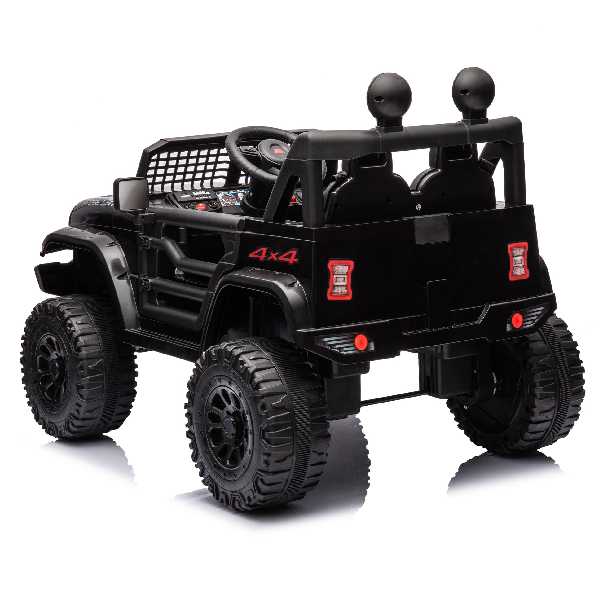 Ride On Truck Car For Kid,12V7A Kids Ride On Truck 2.4G W Parents Remote Control,Electric Car For Kids,Three Speed Adjustable,Power Display, Usb,Mp3 ,Bluetooth,Led Light,Three Point Safety Belt Black Plastic