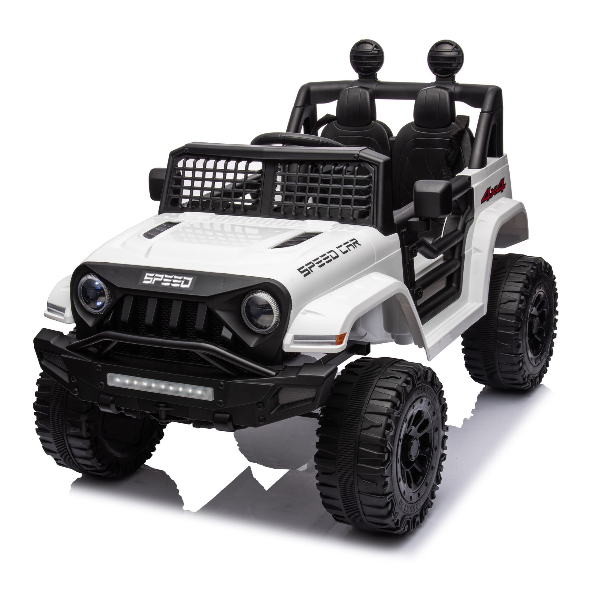 Ride On Truck Car For Kid,12V7A Kids Ride On Truck 2.4G W Parents Remote Control,Electric Car For Kids,Three Speed Adjustable,Power Display, Usb,Mp3 ,Bluetooth,Led Light,Three Point Safety Belt White Plastic