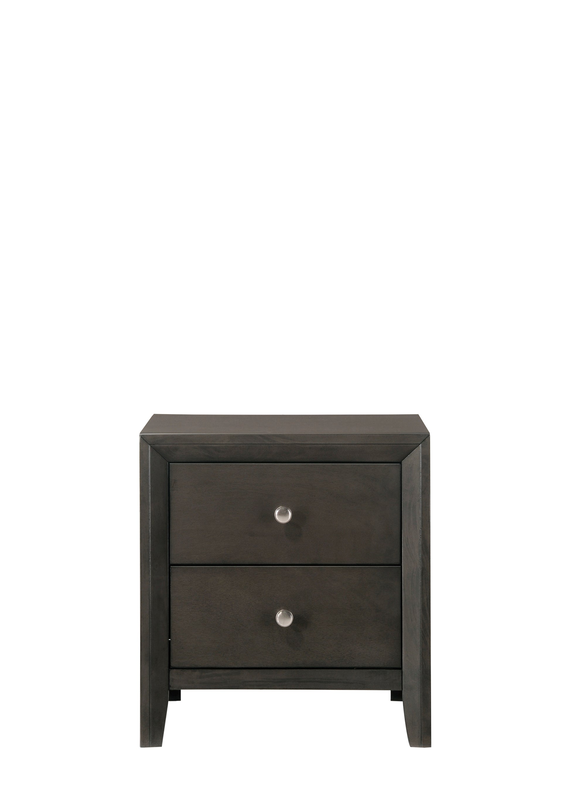 Contemporary Modern Look 2 Drawer Nightstand End Table Gray Finish Two Storage Drawers Round Knobs Bedroom Living Room Wooden Furniture Gray Wood