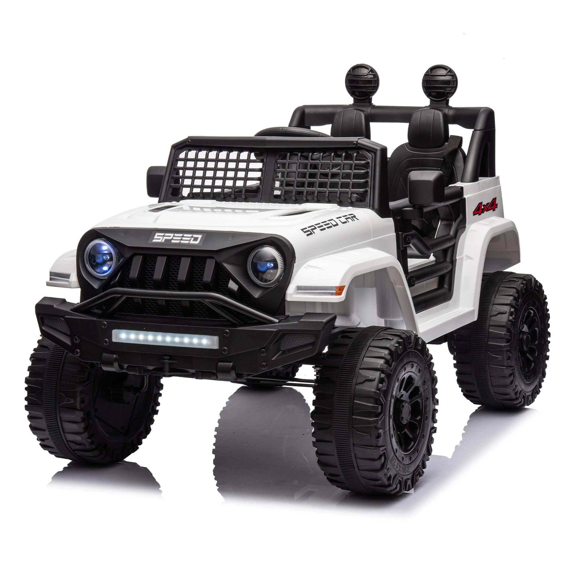 Ride On Truck Car For Kid,12V7A Kids Ride On Truck 2.4G W Parents Remote Control,Electric Car For Kids,Three Speed Adjustable,Power Display, Usb,Mp3 ,Bluetooth,Led Light,Three Point Safety Belt White Plastic