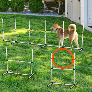 3Pc Dog Agility Equipment Set, Obstacle Course Exercise For Dog White Plastic