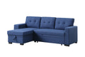 3 Piece Upholstered Sectional Blue Foam Linen 3 Seat