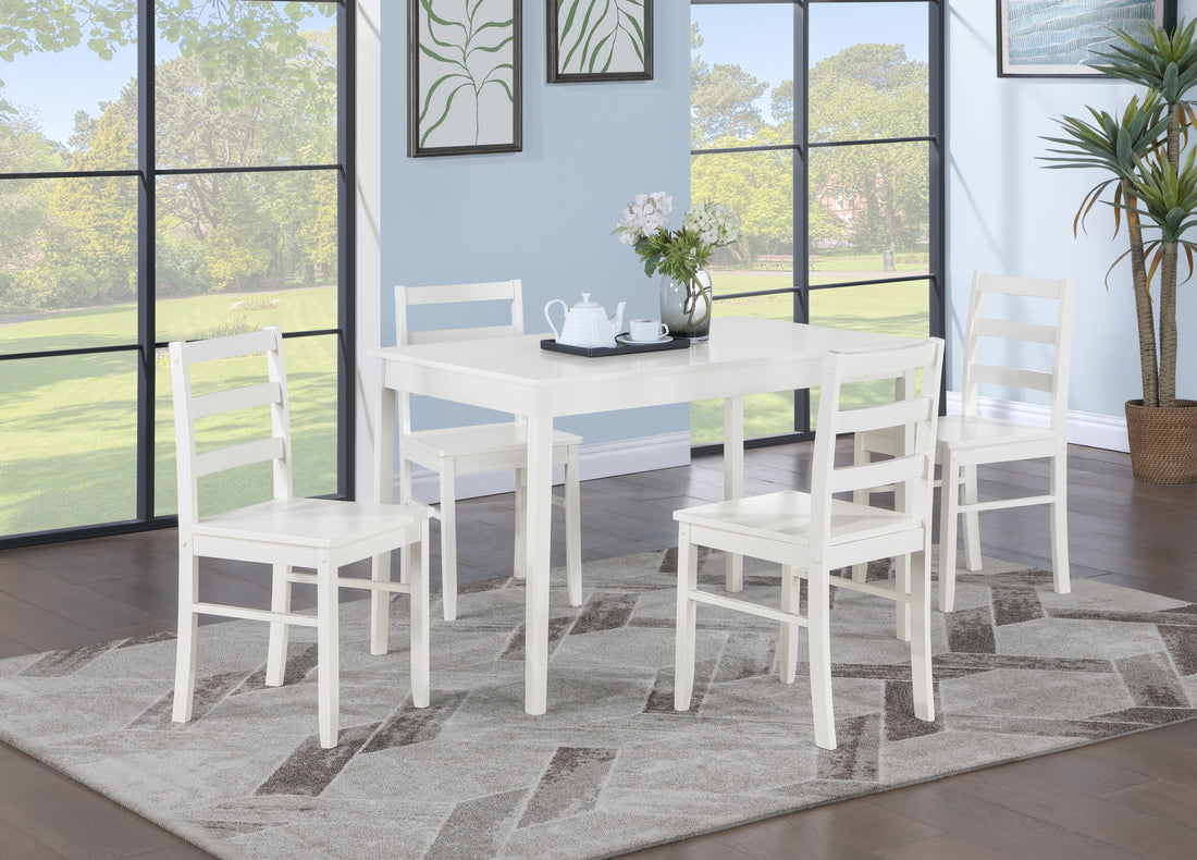 Lavinia 45" 5 Piece White Dining Set White Wood