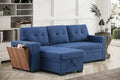 3 Piece Upholstered Sectional Blue Foam Linen 3 Seat