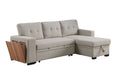 3 Piece Upholstered Sectional Light Gray Foam Linen 3 Seat