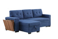 3 Piece Upholstered Sectional Blue Foam Linen 3 Seat