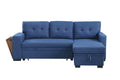 3 Piece Upholstered Sectional Blue Foam Linen 3 Seat