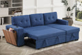 3 Piece Upholstered Sectional Blue Foam Linen 3 Seat