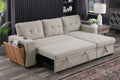 3 Piece Upholstered Sectional Light Gray Foam Linen 3 Seat