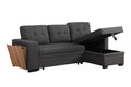 3 Piece Upholstered Sectional Dark Gray Foam Linen