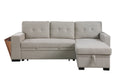 3 Piece Upholstered Sectional Light Gray Foam Linen 3 Seat