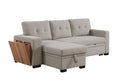 3 Piece Upholstered Sectional Light Gray Foam Linen 3 Seat