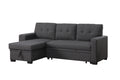 3 Piece Upholstered Sectional Dark Gray Foam Linen