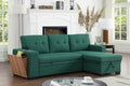 3 Piece Upholstered Sectional Green Foam Linen 3 Seat