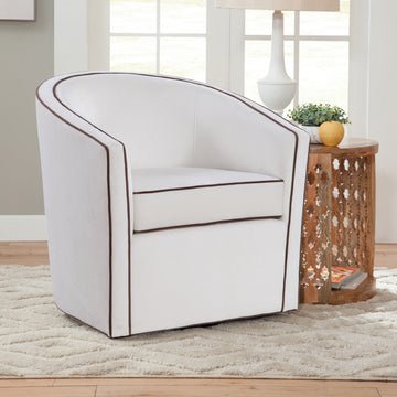 Kendall Cream Swivel Chair Cream Mid Century Modern Foam Velvet