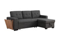 3 Piece Upholstered Sectional Dark Gray Foam Linen