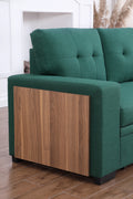 3 Piece Upholstered Sectional Green Foam Linen 3 Seat