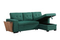 3 Piece Upholstered Sectional Green Foam Linen 3 Seat