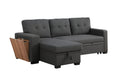 3 Piece Upholstered Sectional Dark Gray Foam Linen